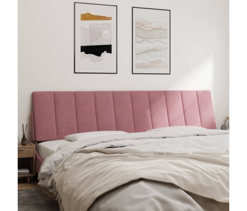 Cabecero de cama acolchado terciopelo rosa 200 cm