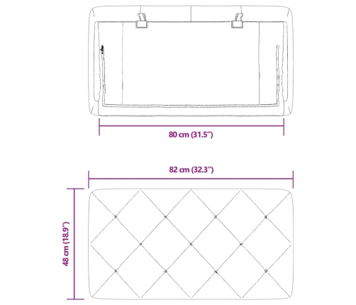 Cabecero de cama acolchado terciopelo gris claro 80 cm