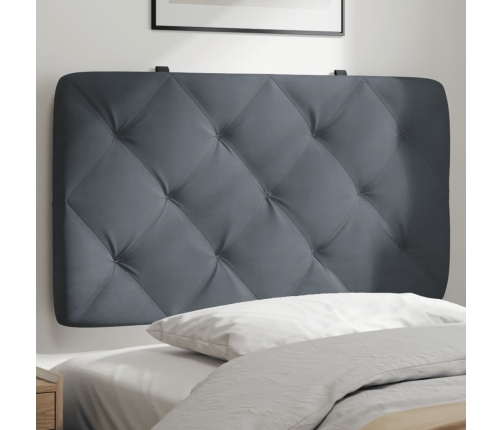 Cabecero de cama acolchado terciopelo gris oscuro 80 cm