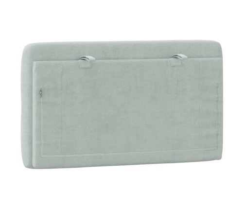 Cabecero de cama acolchado terciopelo gris claro 90 cm