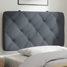 Cabecero de cama acolchado terciopelo gris oscuro 90 cm