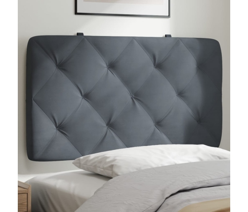 Cabecero de cama acolchado terciopelo gris oscuro 90 cm