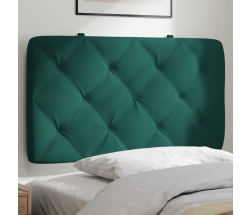 Cabecero de cama acolchado terciopelo verde oscuro 90 cm