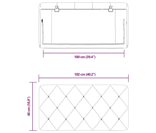 Cabecero de cama acolchado terciopelo gris claro 100 cm