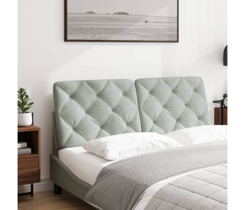 Cabecero de cama acolchado terciopelo gris claro 120 cm