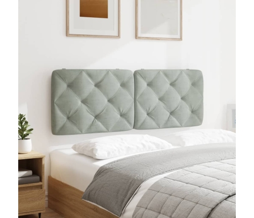 Cabecero de cama acolchado terciopelo gris claro 120 cm