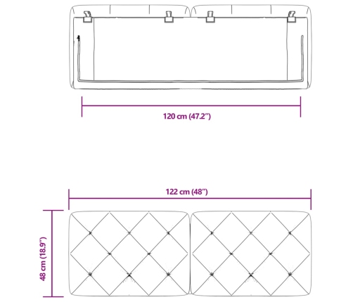 vidaXL Cabecero de cama acolchado terciopelo gris oscuro 120 cm