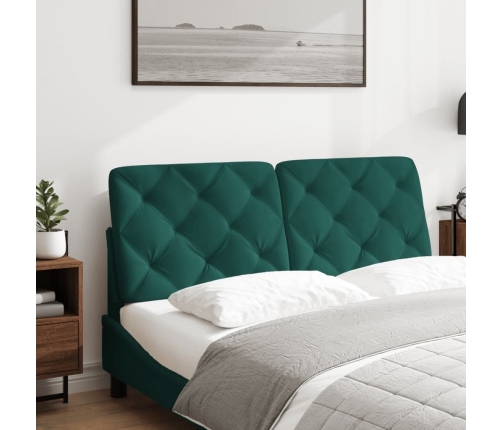 Cabecero de cama acolchado terciopelo verde oscuro 120 cm