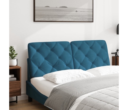 Cabecero de cama acolchado terciopelo azul 120 cm