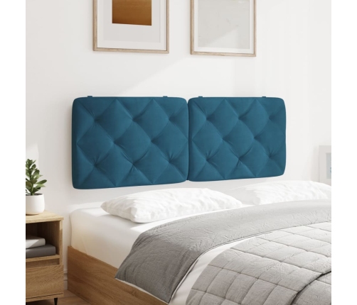 Cabecero de cama acolchado terciopelo azul 120 cm