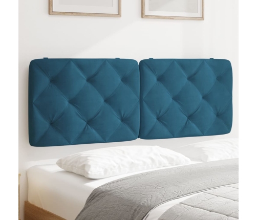 Cabecero de cama acolchado terciopelo azul 120 cm