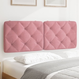 Cabecero de cama acolchado terciopelo rosa 120 cm