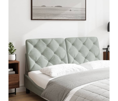 Cabecero de cama acolchado terciopelo gris claro 140 cm