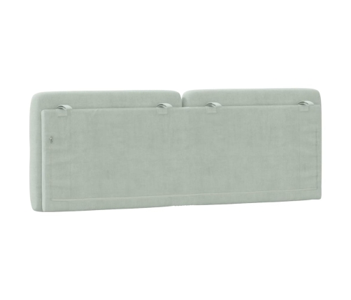 Cabecero de cama acolchado terciopelo gris claro 140 cm