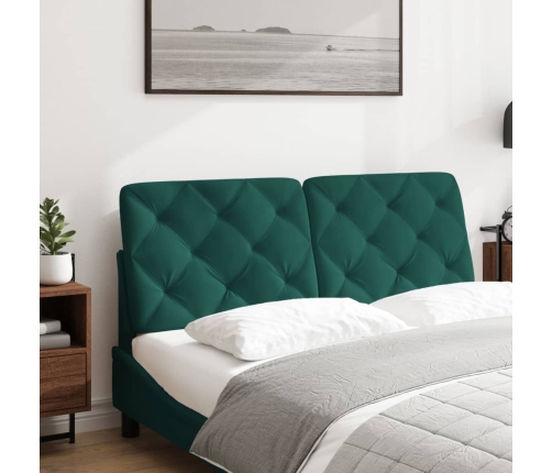 Cabecero de cama acolchado terciopelo verde oscuro 140 cm