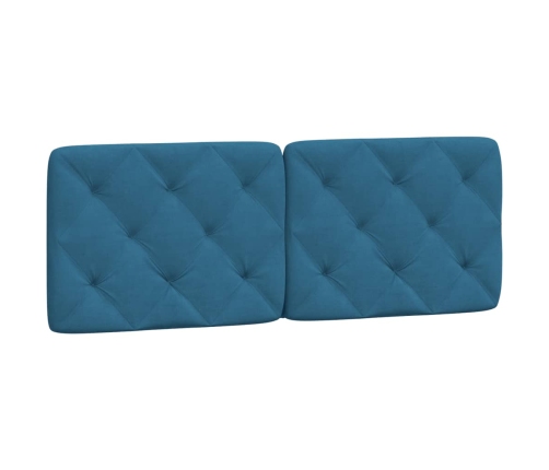 Cabecero de cama acolchado terciopelo azul 140 cm