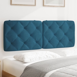 Cabecero de cama acolchado terciopelo azul 140 cm