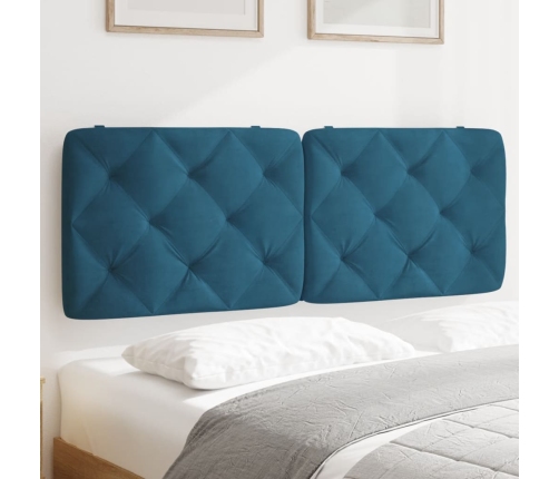 Cabecero de cama acolchado terciopelo azul 140 cm