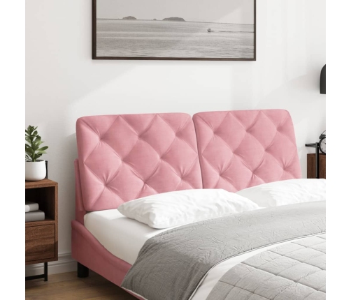 Cabecero de cama acolchado terciopelo rosa 140 cm