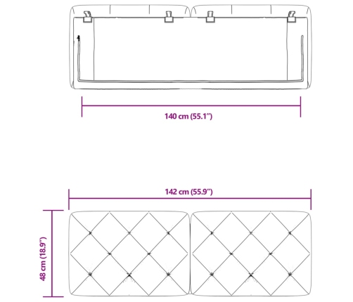 Cabecero de cama acolchado terciopelo rosa 140 cm