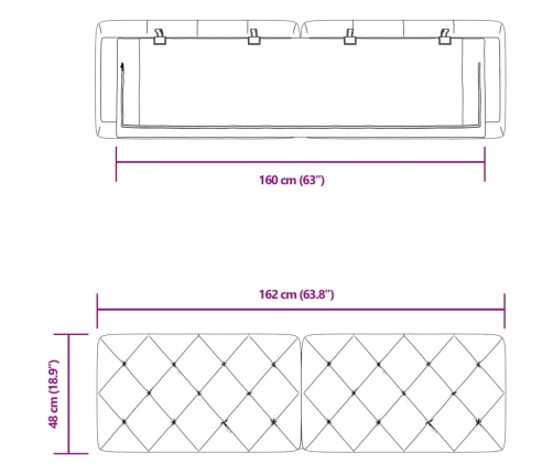 Cabecero de cama acolchado terciopelo gris claro 160 cm