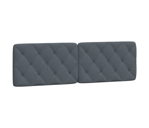 Cabecero de cama acolchado terciopelo gris oscuro 160 cm