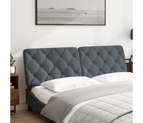 Cabecero de cama acolchado terciopelo gris oscuro 160 cm