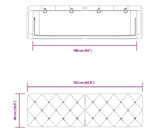 Cabecero de cama acolchado terciopelo gris oscuro 160 cm