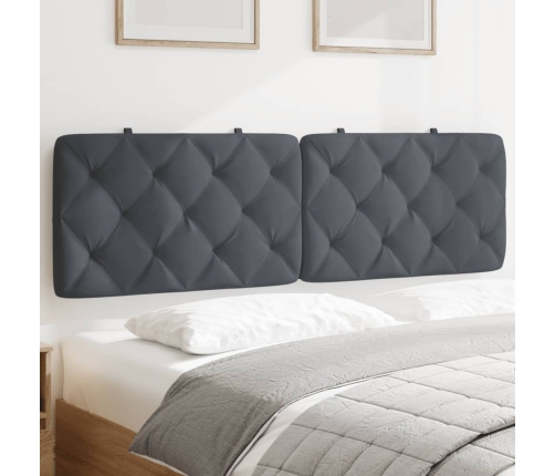 Cabecero de cama acolchado terciopelo gris oscuro 160 cm