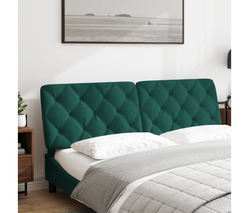 Cabecero de cama acolchado terciopelo verde oscuro 160 cm