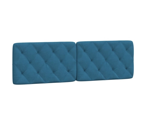 vidaXL Cabecero de cama acolchado terciopelo azul 160 cm