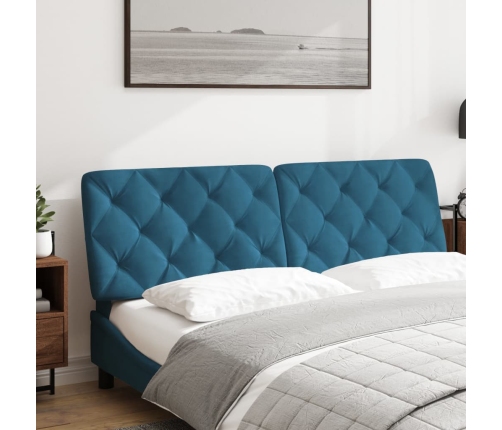 vidaXL Cabecero de cama acolchado terciopelo azul 160 cm