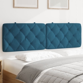 Cabecero de cama acolchado terciopelo azul 160 cm