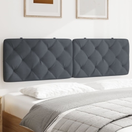 Cabecero de cama acolchado terciopelo gris oscuro 180 cm