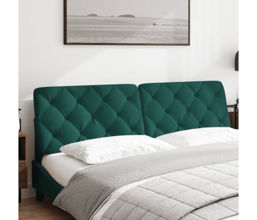 Cabecero de cama acolchado terciopelo verde oscuro 180 cm