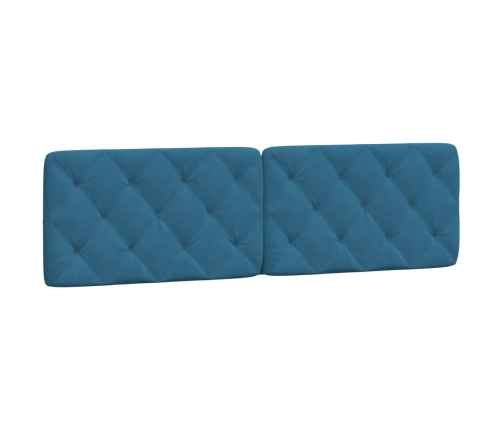 Cabecero de cama acolchado terciopelo azul 180 cm