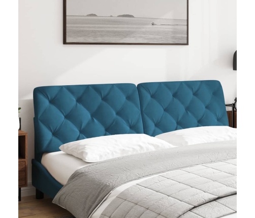 Cabecero de cama acolchado terciopelo azul 180 cm