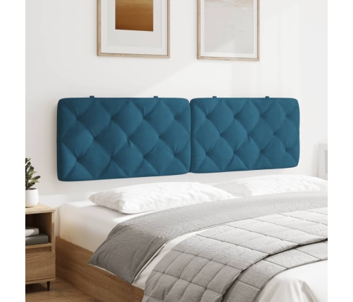 Cabecero de cama acolchado terciopelo azul 180 cm