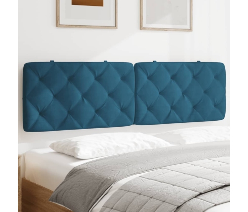 Cabecero de cama acolchado terciopelo azul 180 cm