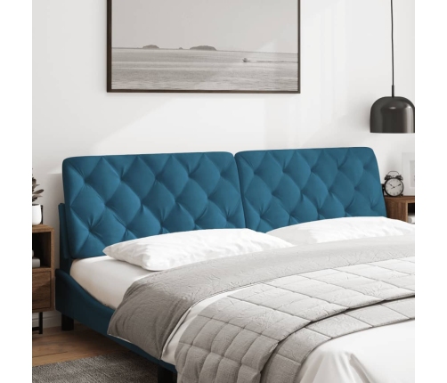 Cabecero de cama acolchado terciopelo azul 200 cm