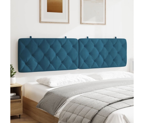 Cabecero de cama acolchado terciopelo azul 200 cm