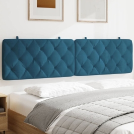 Cabecero de cama acolchado terciopelo azul 200 cm