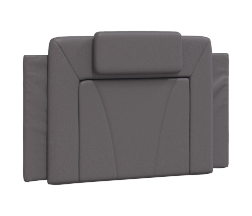 Cabecero de cama acolchado cuero sintético gris 80 cm