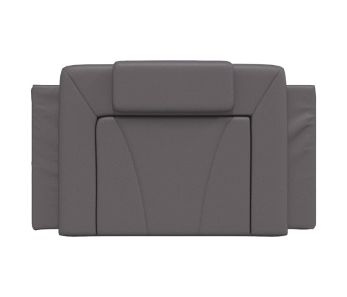 Cabecero de cama acolchado cuero sintético gris 80 cm