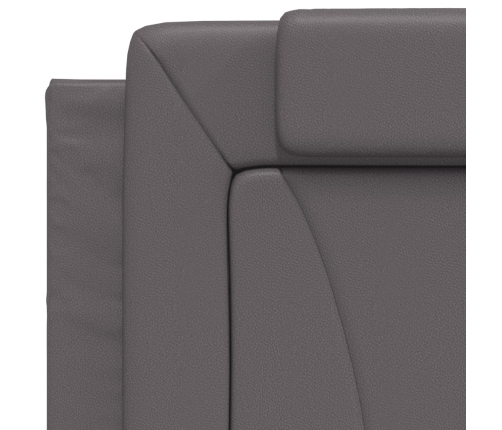 Cabecero de cama acolchado cuero sintético gris 80 cm