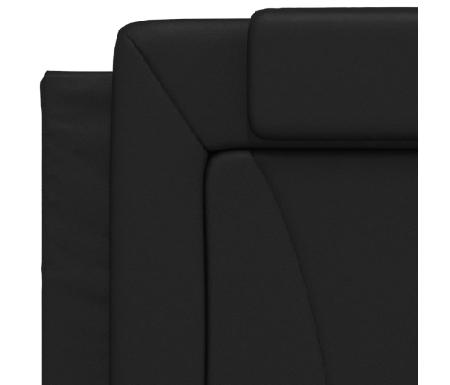 Cabecero de cama acolchado cuero sintético negro 90 cm