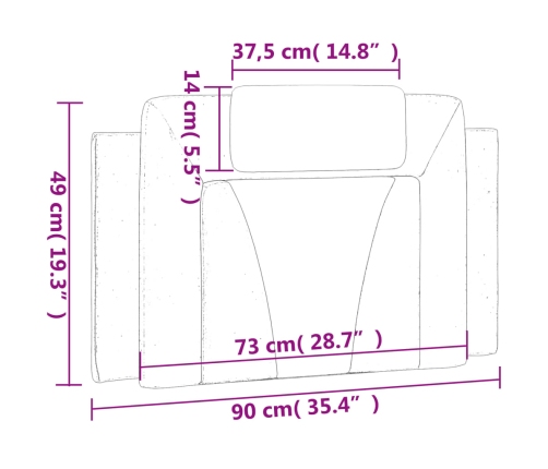 Cabecero de cama acolchado cuero sintético negro 90 cm