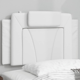 Cabecero de cama acolchado cuero sintético blanco 90 cm