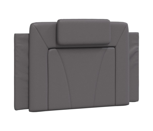 Cabecero de cama acolchado cuero sintético gris 90 cm