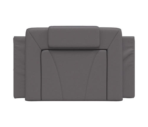 Cabecero de cama acolchado cuero sintético gris 90 cm